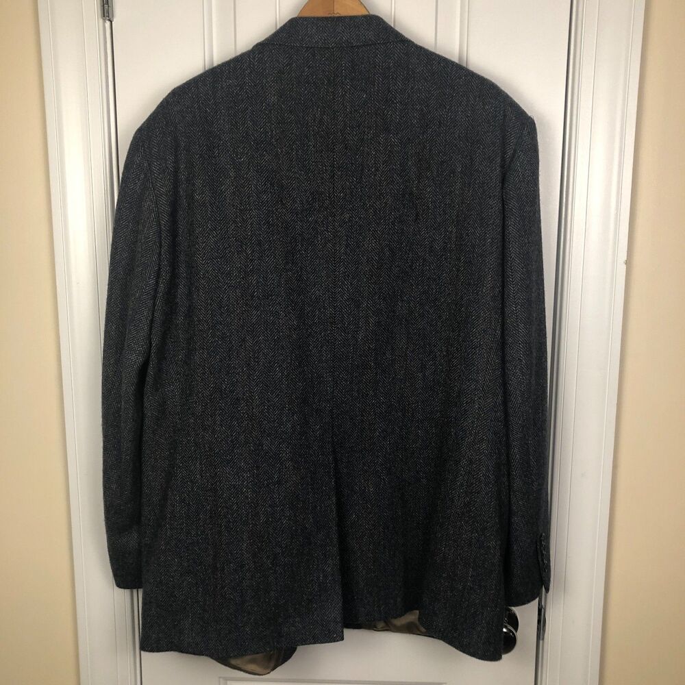 VTG 70s/80s Evan-Picone Tweed Jacket XL Blue 100% Wool Sport Coat Blazer USA 48R - Picture 2 of 11